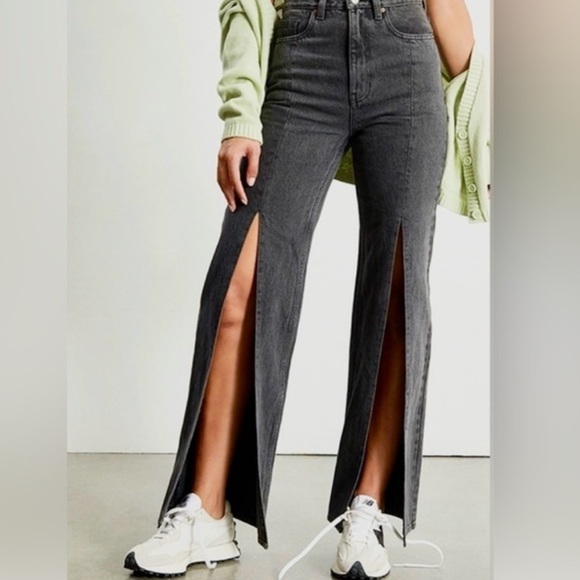 Pacsun Black Split Leg High Wasted Jeans Dark Wash 22 - Picture 1 of 9